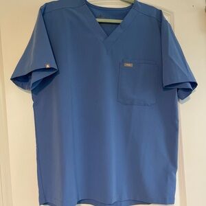 Figs Men's Blue V-Neck Shirt